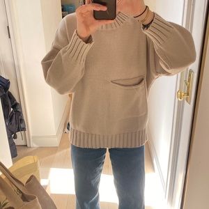 Oversized Ivory Pocket Front Sweater.